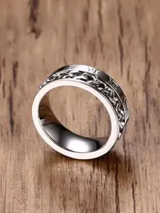 MEENAZ Men Silver-Plated 92.5 Stainless Steel Band Ring