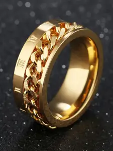 MEENAZ Men Gold-plated Stainless Steel Band Ring