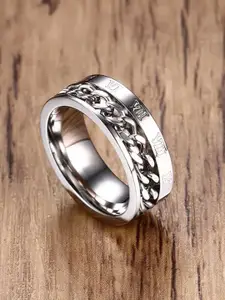 MEENAZ Men Silver-plated Stainless Steel Band Ring