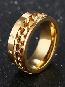 MEENAZ Men Gold-plated 92.5 Stainless Steel Band Ring