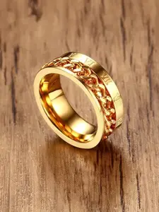 MEENAZ Men Gold-plated Stainless Steel Band Ring