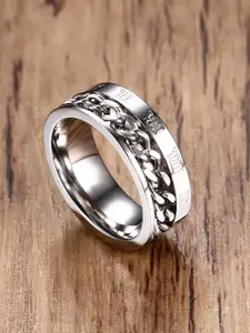 MEENAZ Men Silver-plated Stainless Steel Band Ring