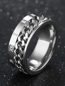 MEENAZ Men Silver-plated Stainless Steel Band Ring