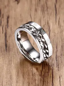MEENAZ Men Silver-plated Stainless Steel Band Ring
