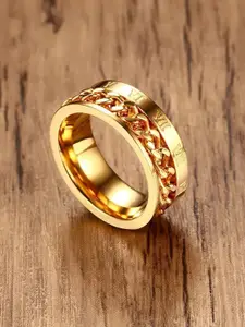 MEENAZ Men Gold-plated Stainless Steel Band Ring