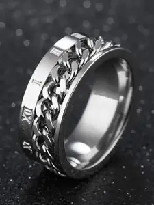 MEENAZ Men Silver-Plated Stainless Steel Finger Ring
