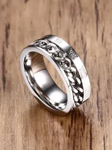MEENAZ Men Silver-Plated Stainless Steel Band Ring