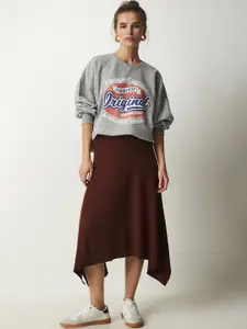 Happiness istanbul Ribbed A-Line Midi Skirt