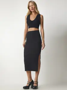 Happiness istanbul Knitted Pencil Midi Skirt