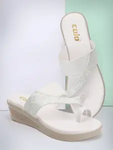 Colo Textured One Toe Wedge Heels
