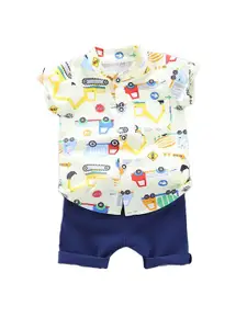 StyleCast Boys Yellow Graphic Printed Shirt with Shorts