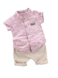 StyleCast Boys Pink Typography Printed Shirt with Shorts
