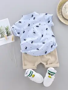 StyleCast Boys Blue Graphic Printed Shirt with Shorts