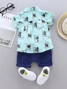 StyleCast Infant Boys Printed Shirt with Shorts
