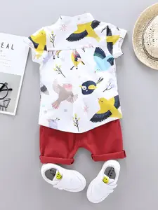 StyleCast Boys White Graphic Printed Shirt with Shorts