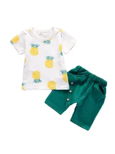 StyleCast Boys White Graphic Printed Top with Shorts