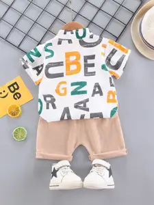 StyleCast Boys White Typography Printed Shirt with Shorts