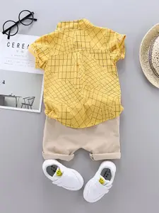 StyleCast Boys Checked Shirt Collar Shirt Collar Shirt with Shorts