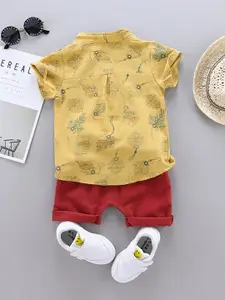 StyleCast Boys Yellow Graphic Printed Shirt with Shorts
