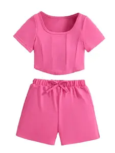 StyleCast Girls Pink Top with Shorts