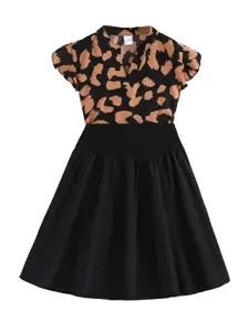 StyleCast Girls Brown & Black Printed Top with Skirt