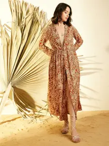 StyleStone Printed Longline Tie-Up Shrug