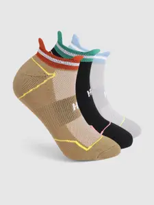 HRX by Hrithik Roshan Men Pack of 3 Self-Design Ankle Length Socks with Brand Logo Detail
