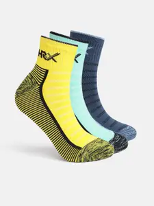 HRX by Hrithik Roshan Men Pack of 3 Self-Striped Above Ankle Length Socks