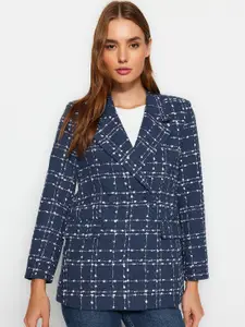 Trendyol Checked Notched Lapel Double-breasted Casual Blazer