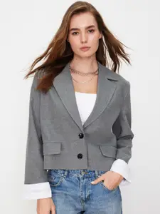 Trendyol Notched Lapel Single-Breasted Crop Blazer