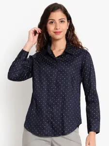 Indietoga Classic Slim Fit Micro Ditsy Printed Cotton Formal Shirt