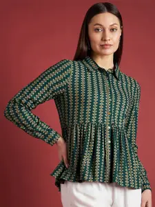 all about you Ethnic Motif Printed Cotton Peplum Top