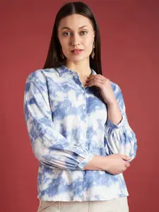 all about you Spread Collar Tie and Dye Shirt Style Top