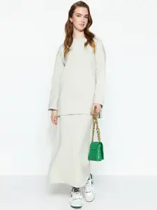 Trendyol Round Neck Top With Maxi Skirt Co-Ords