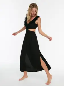 Trendyol Solid V-Neck Maxi Dress
