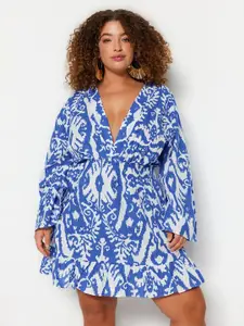 Trendyol Women Ethnic Motifs Printed Fit and Flare Mini Dress