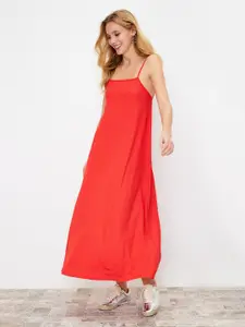 Trendyol Women Solid Shoulder Straps Maxi Dress
