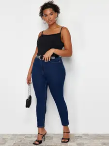 Trendyol Women Mid-Rise Dark Shade Clean Look Stretchable Jeans