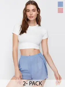 Trendyol Women Pack Of 2 Mid-Rise Lounge Shorts