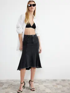 Trendyol Pure Cotton Straight Knee-Length Skirt