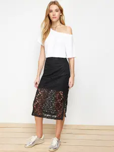 Trendyol Printed Pencil Midi Skirt