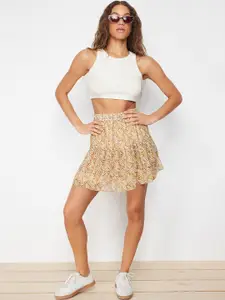 Trendyol Printed Flared Mini Skirts