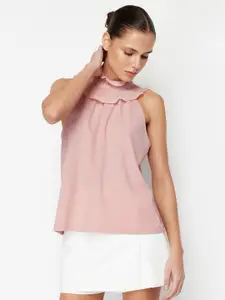 Trendyol High Neck Ruffled Top