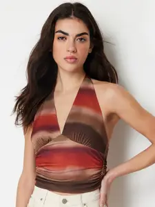 Trendyol Striped Halter Neck Fitted Crop Top