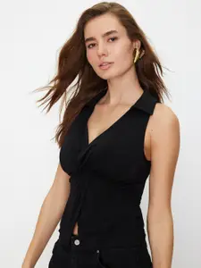Trendyol Shirt Collar Sleeveless Crop Top