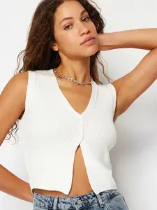Trendyol Striped V-Neck Crop Top