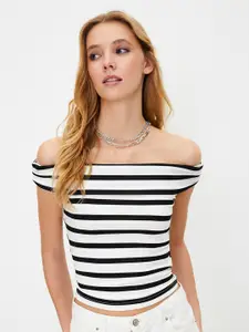 Trendyol Striped Off-Shoulder Bardot Top