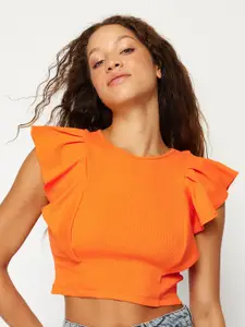 Trendyol Flutter Sleeves Crop Top