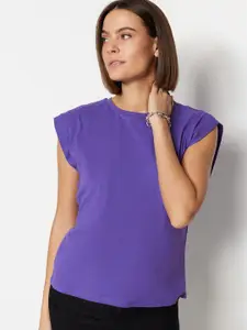 Trendyol Round Neck Cap Sleeves Cotton T-shirt