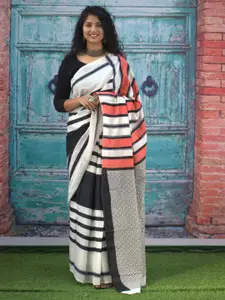 GK FASHION Striped Pure Cotton Handloom Saree